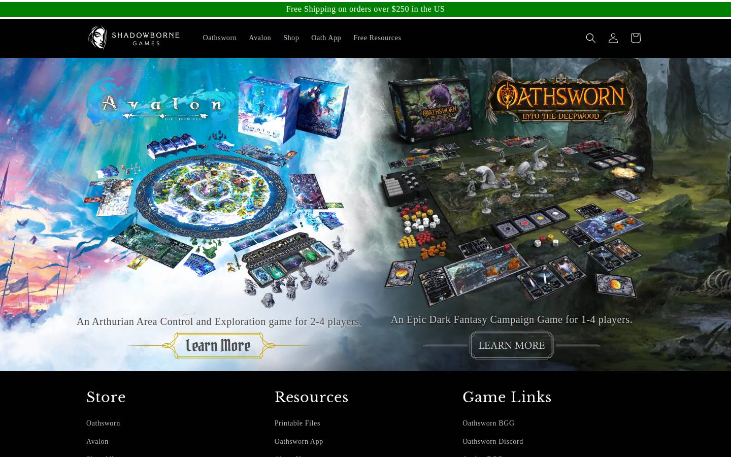 shadowborne-games.com homepage screenshot
