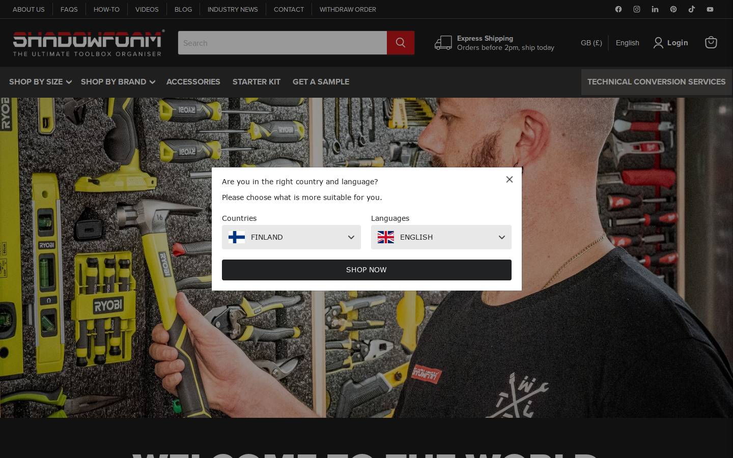 Shadowfoam homepage screenshot