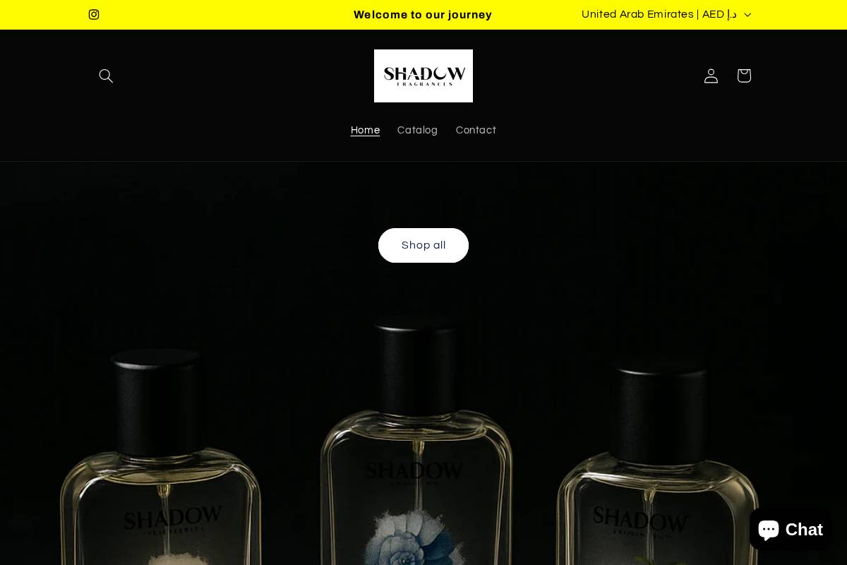 shadowfragrances.com homepage screenshot