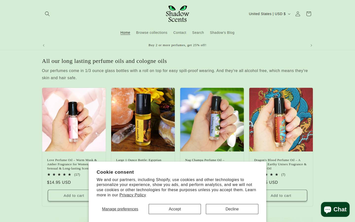 shadowscents.shop homepage screenshot