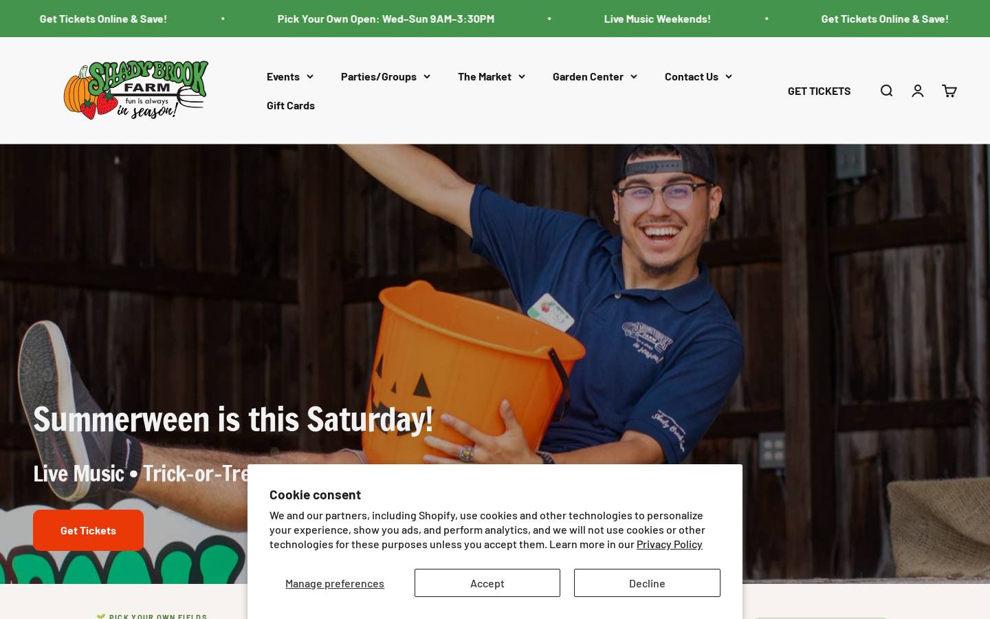 shadybrookfarm.com homepage screenshot