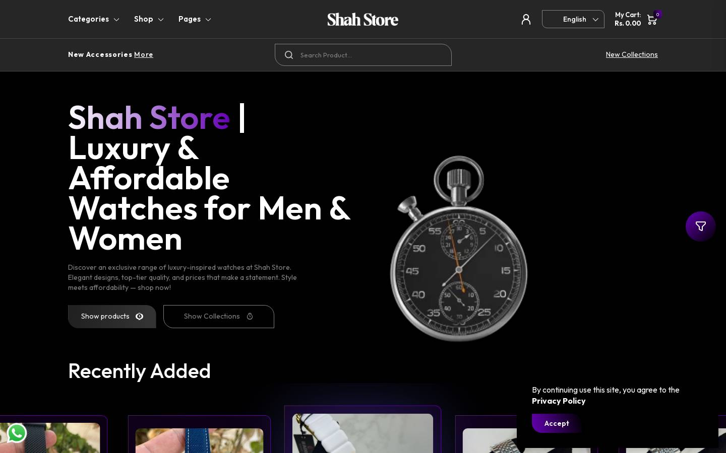 shahstore.co.in homepage screenshot