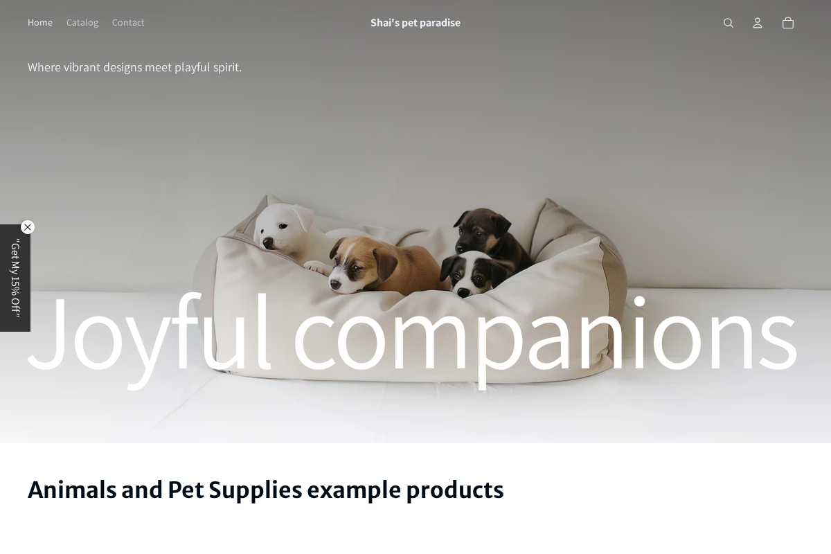 Shai's pet paradise homepage screenshot