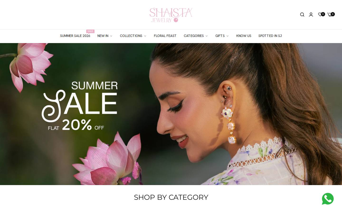 shaistajewelry.com homepage screenshot