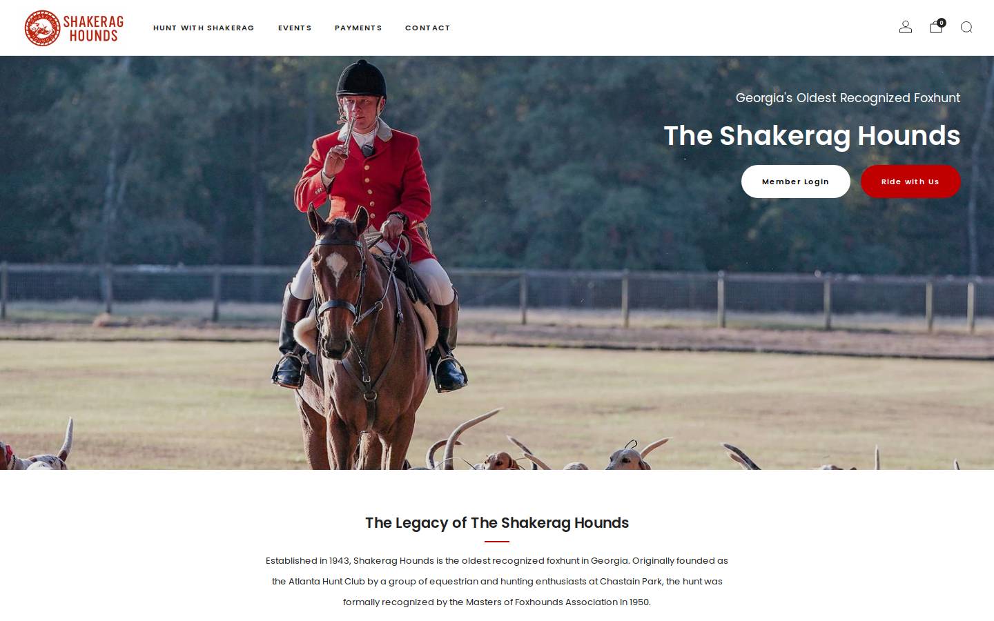 shakeraghounds.com homepage screenshot