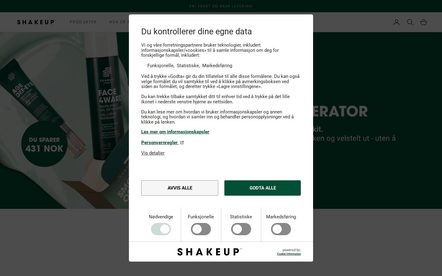 shakeup.no homepage screenshot