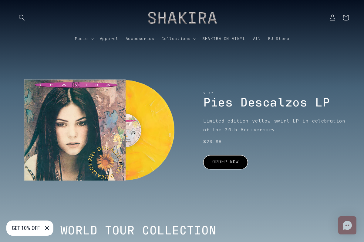 Shakira Store homepage screenshot