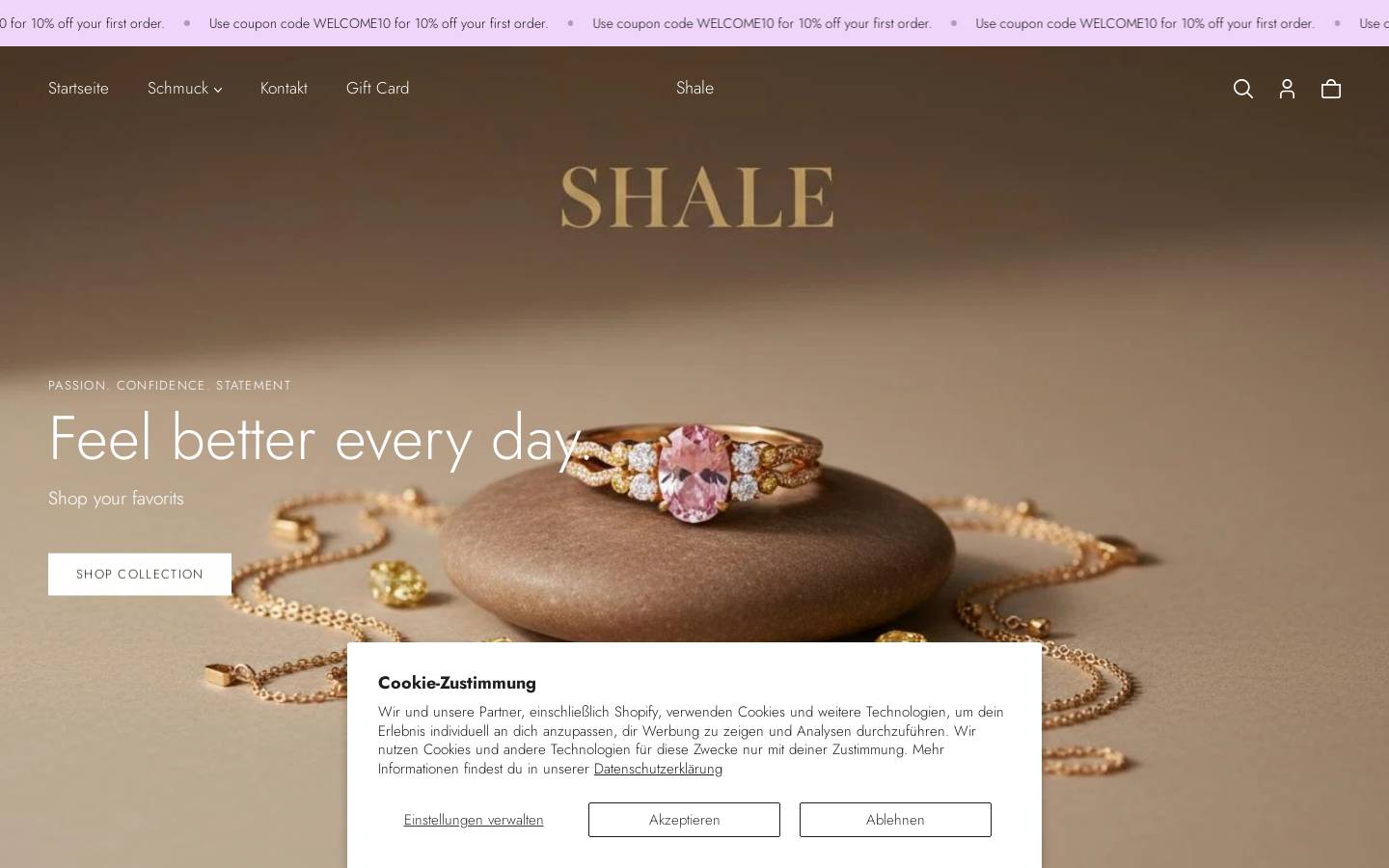 shalecollection.com homepage screenshot