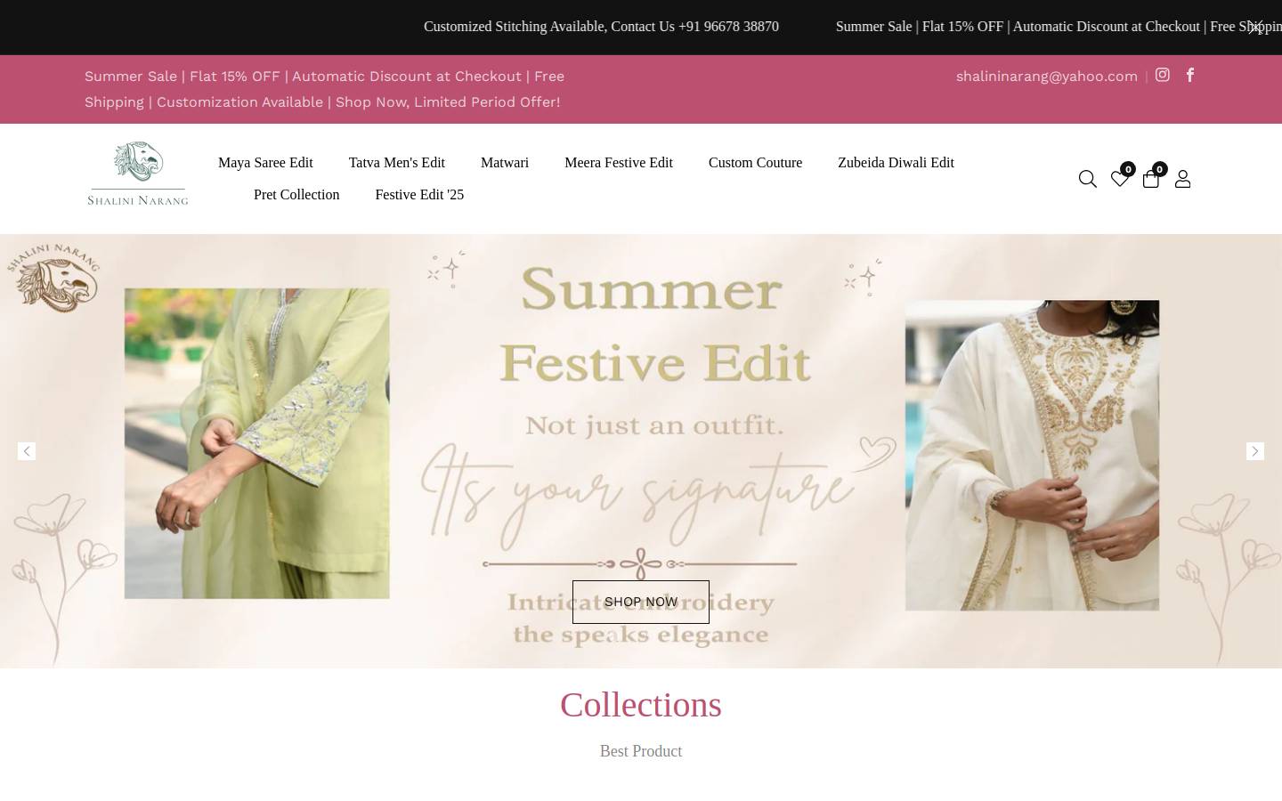 shalininarang.in homepage screenshot
