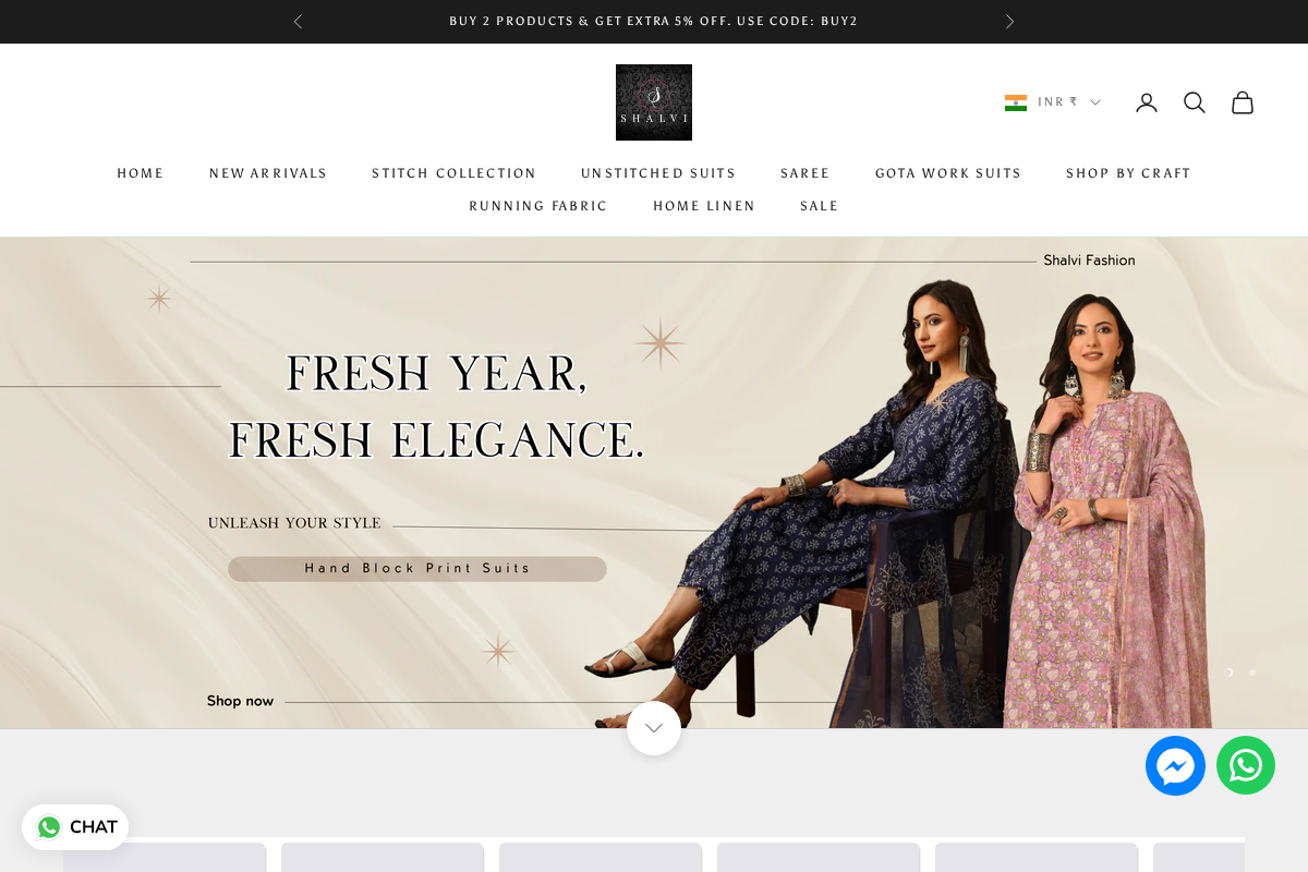 ShalviFashion homepage screenshot