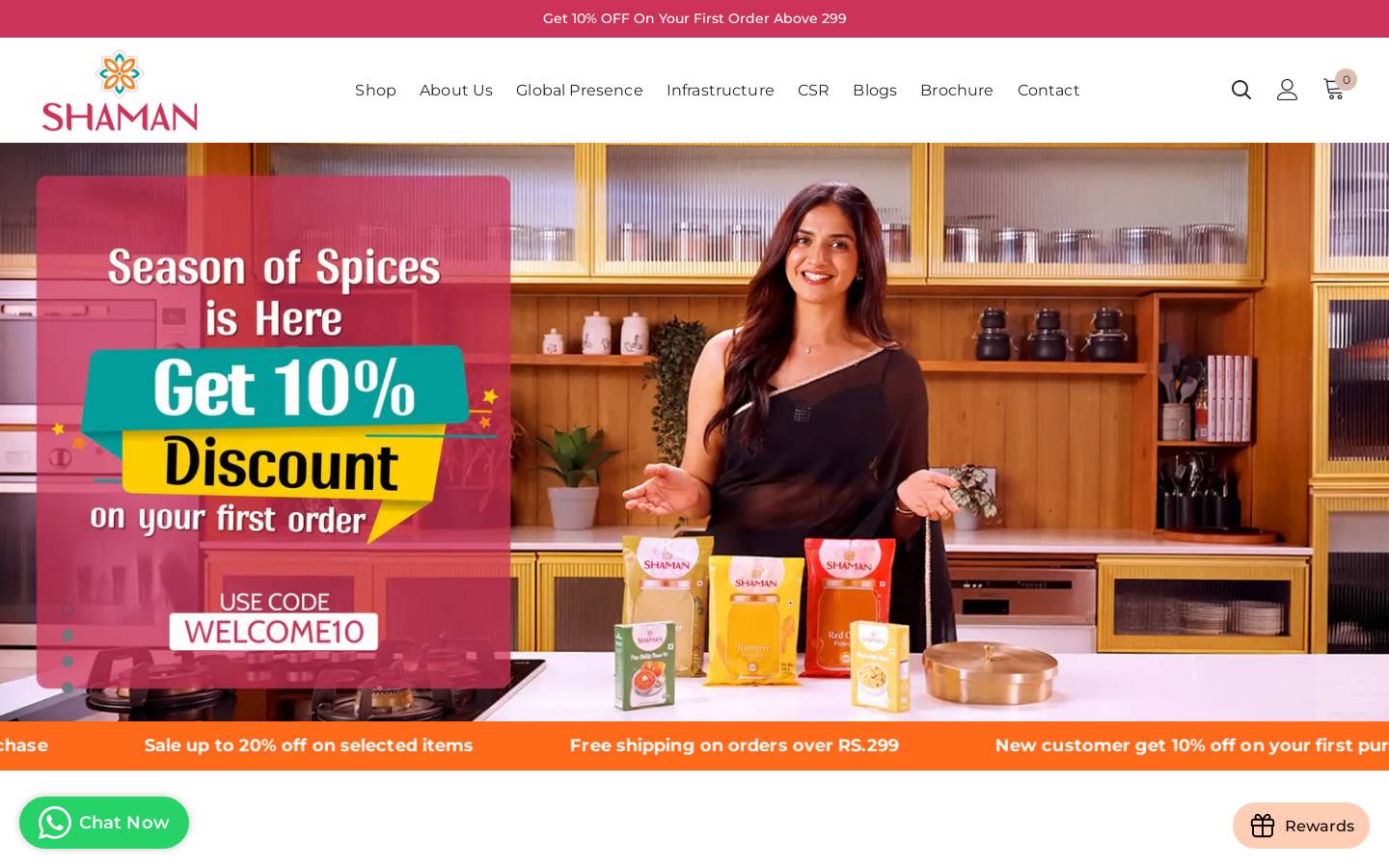 shamanspices.com homepage screenshot