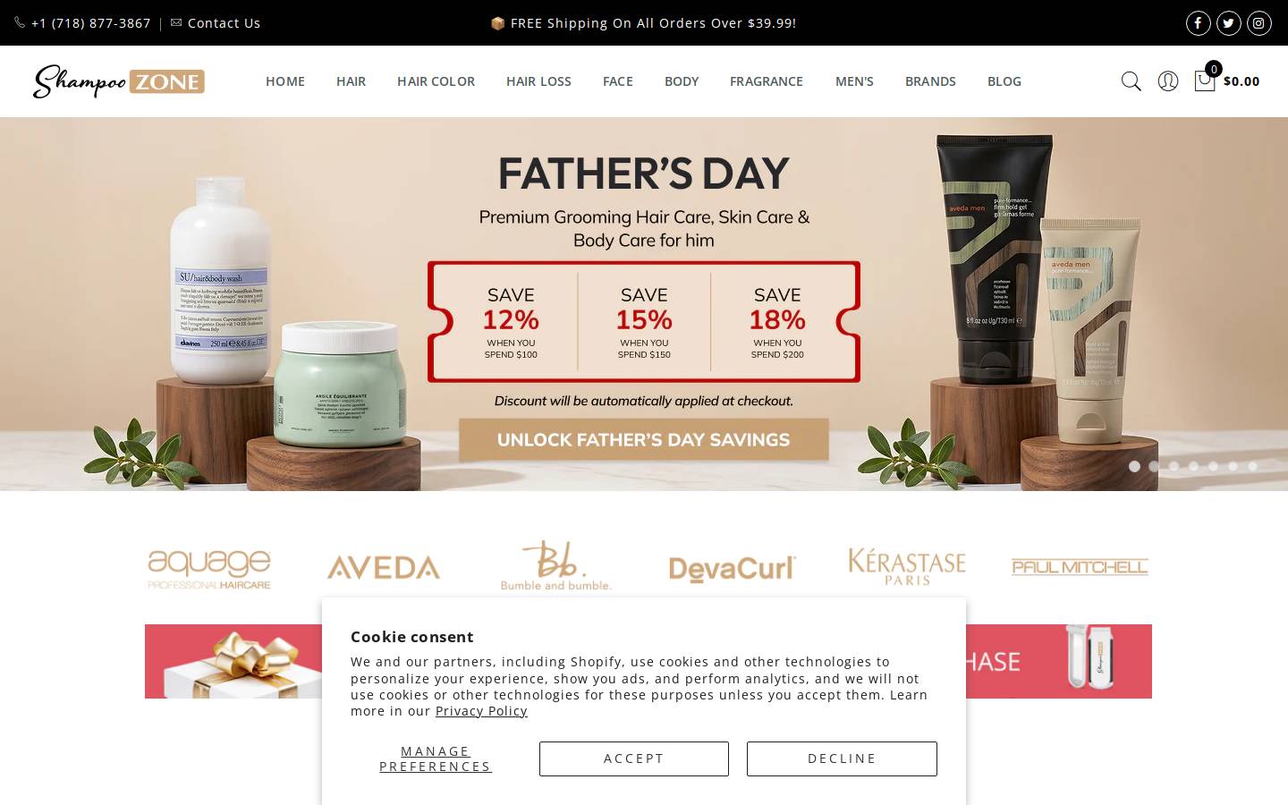 Shampoozone homepage screenshot