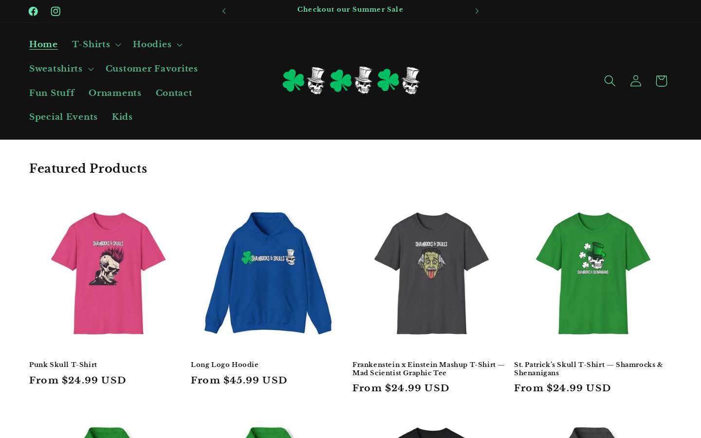 shamrocksandskulls.com homepage screenshot