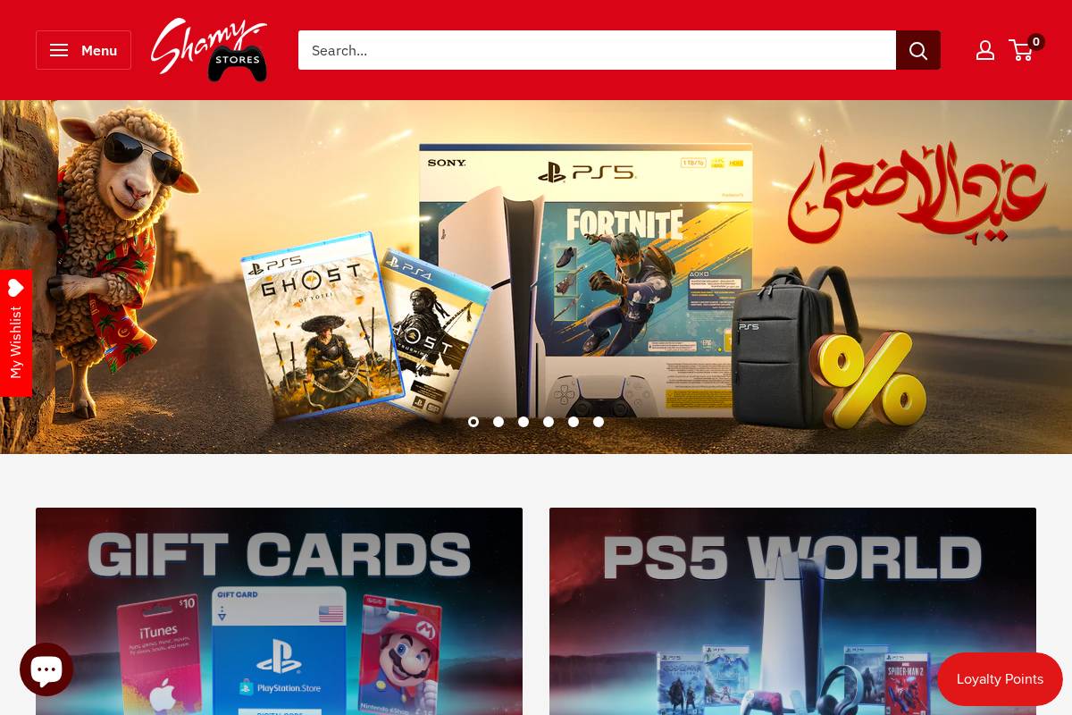 shamystores.com homepage screenshot