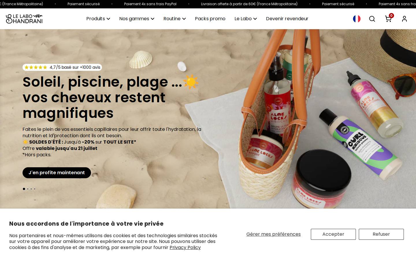 Shandrani Paris homepage screenshot