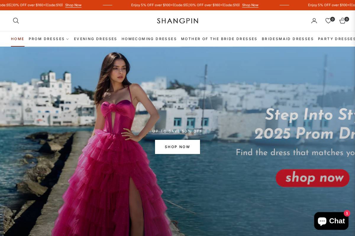 shangpindress.com homepage screenshot