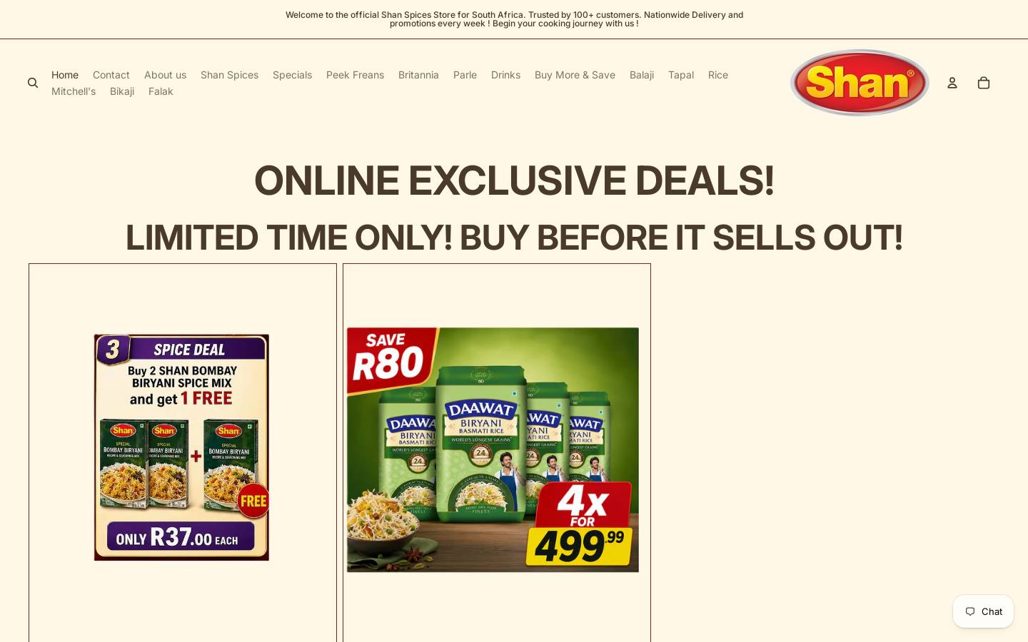 shanspice.co.za homepage screenshot