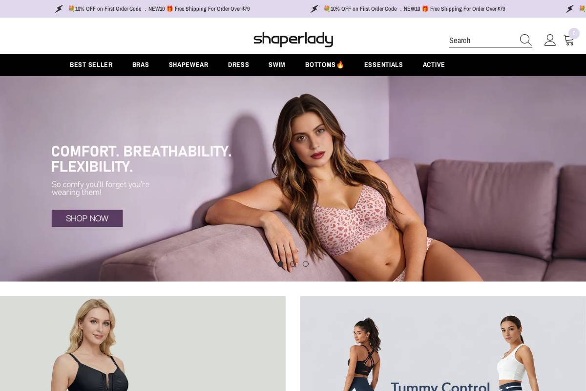 Shaperlady homepage screenshot