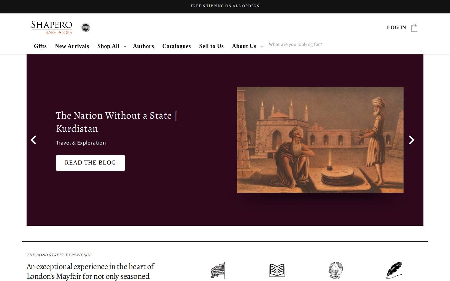 Shapero Rare Books homepage screenshot
