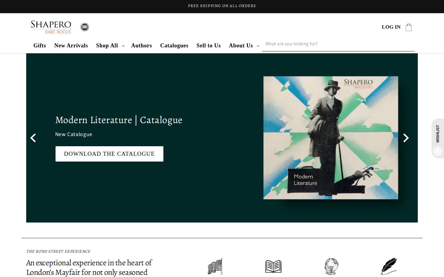 Shapero Rare Books homepage screenshot