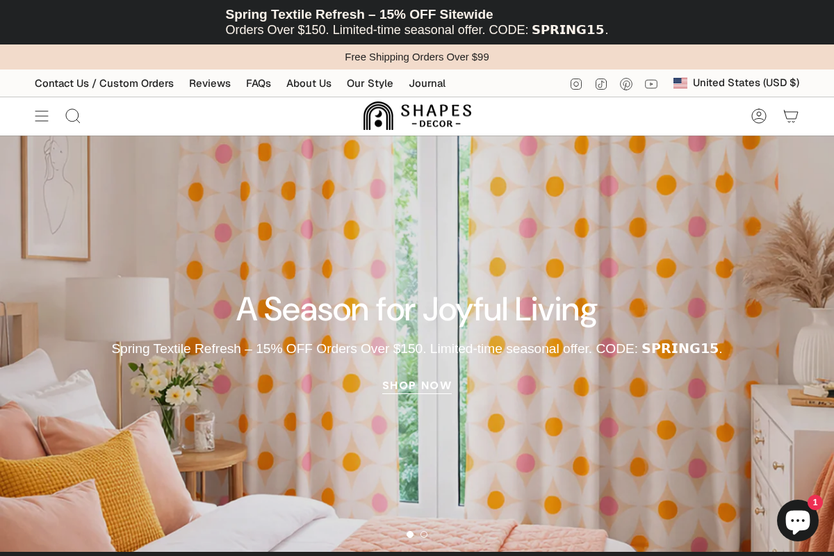 shapesdecor.com homepage screenshot