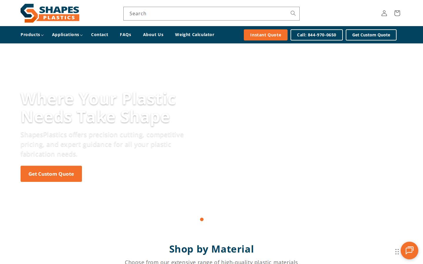 ShapesPlastics homepage screenshot