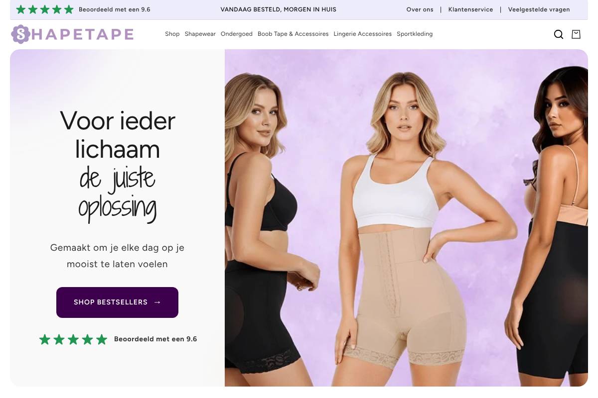 Shapetape homepage screenshot
