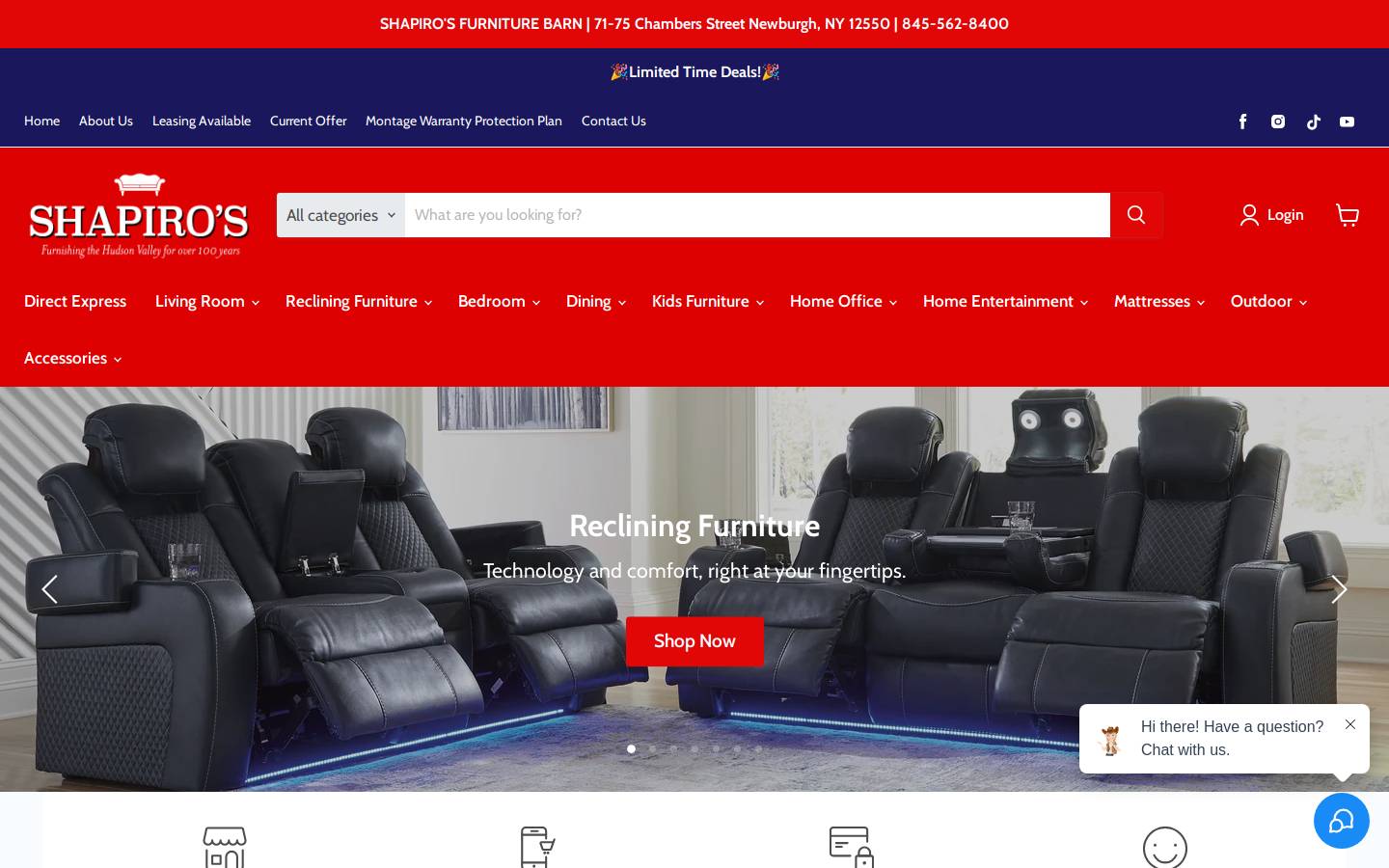 shapirosfurniturebarn.com homepage screenshot