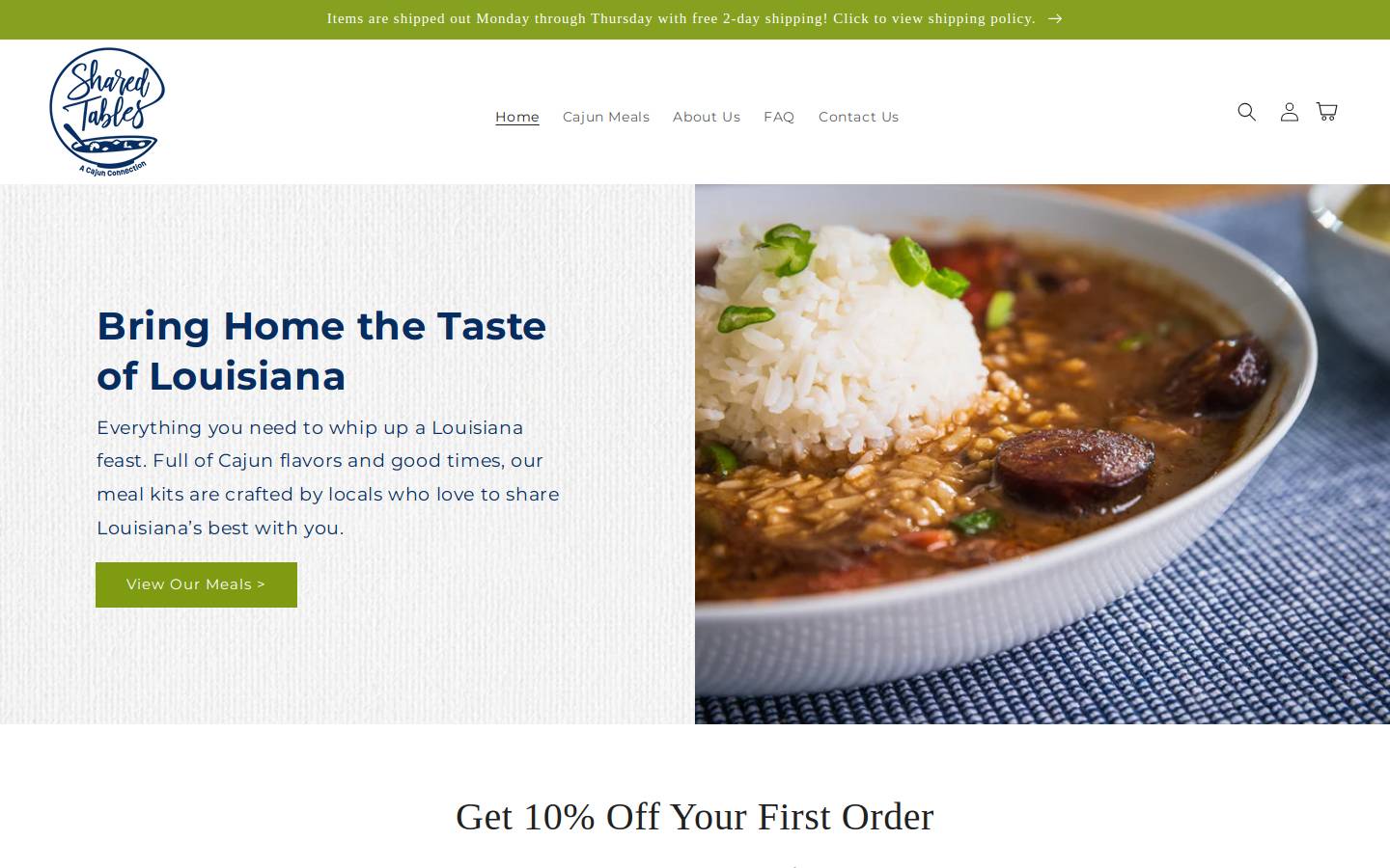 sharedtablesmealkits.com homepage screenshot