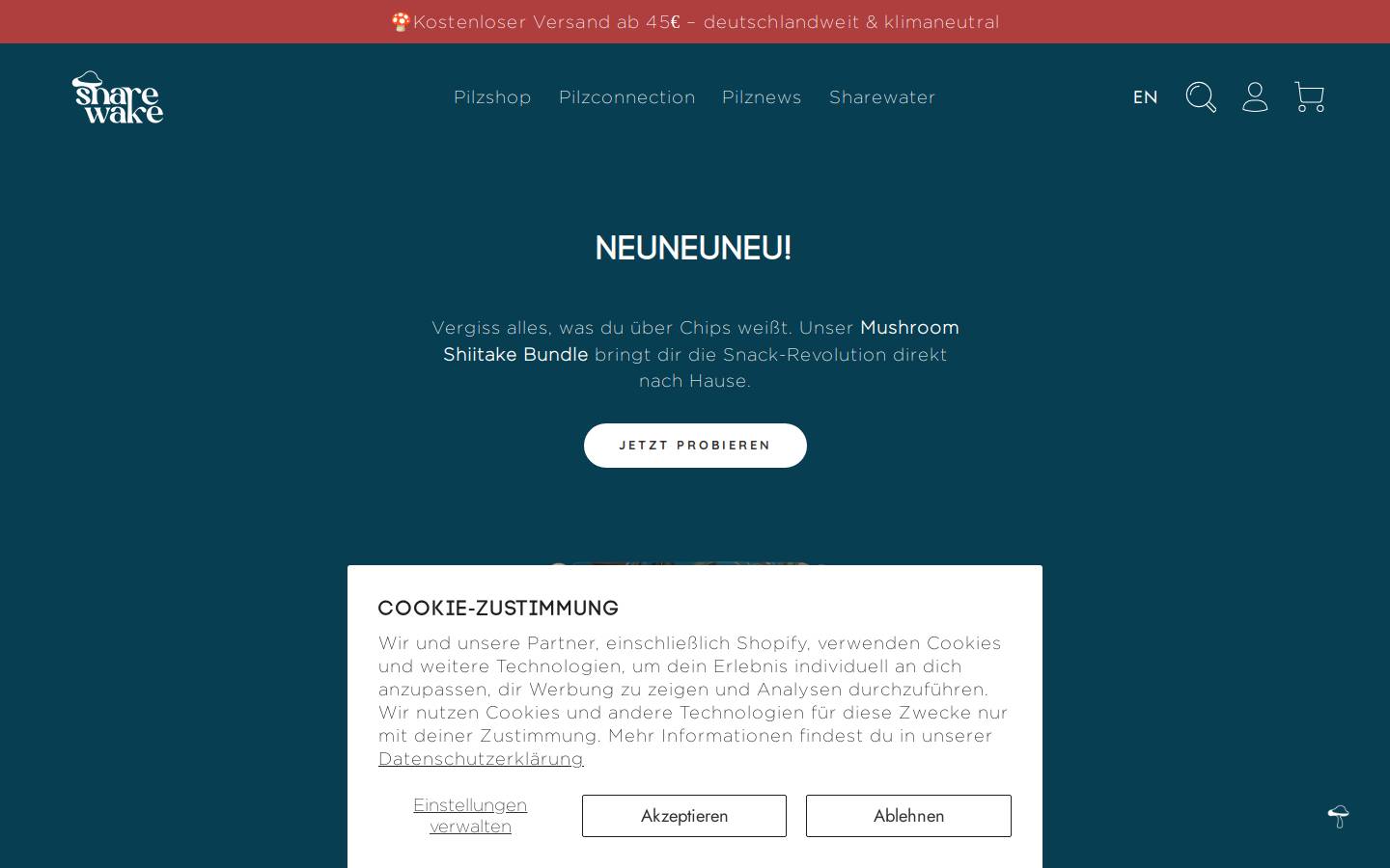 Sharewake homepage screenshot