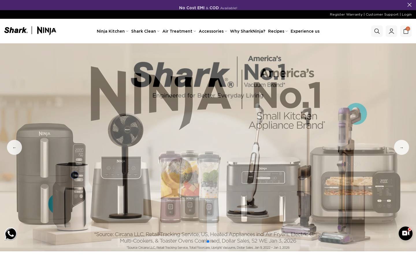 SharkNinja homepage screenshot