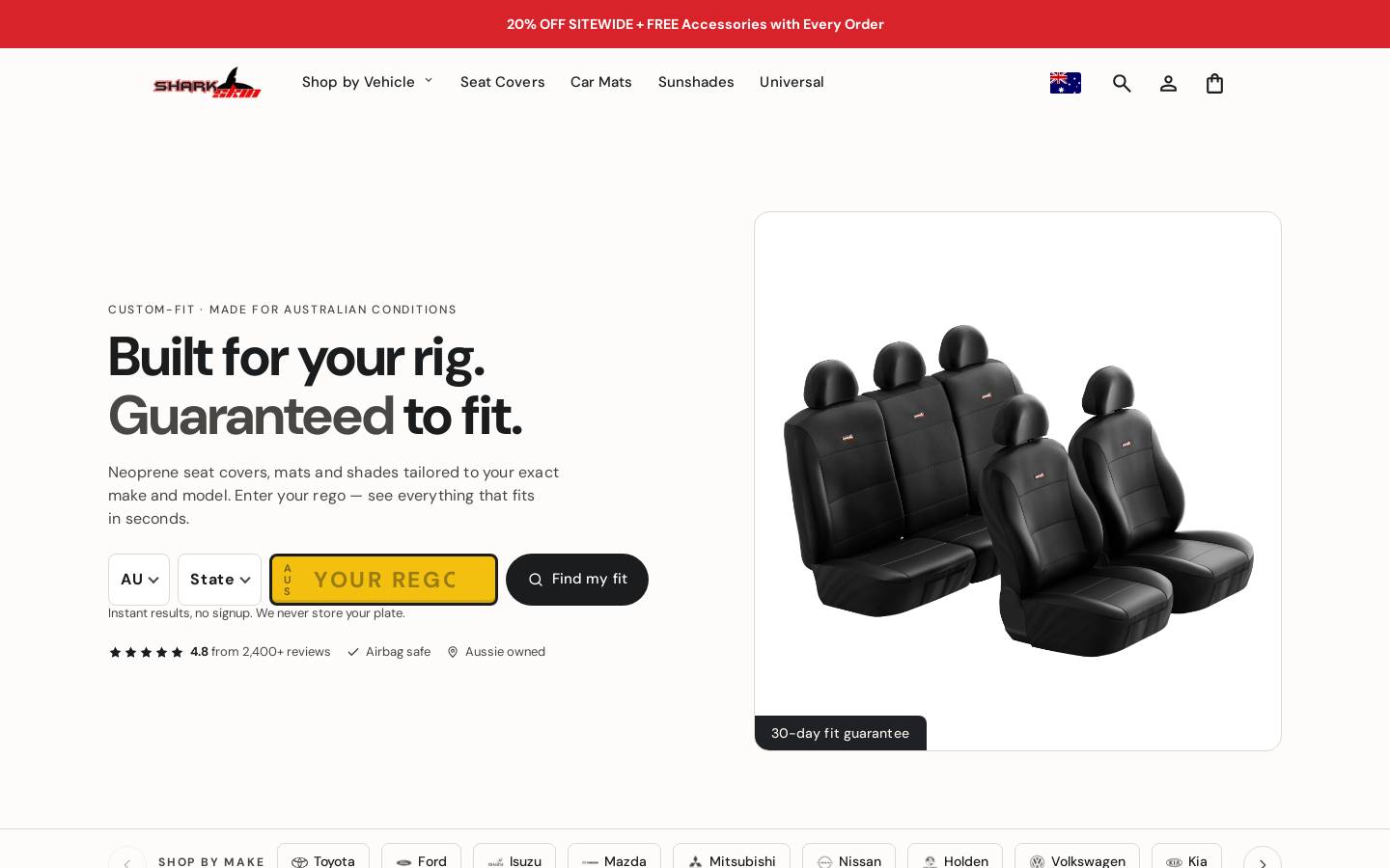 sharkskinco.com homepage screenshot
