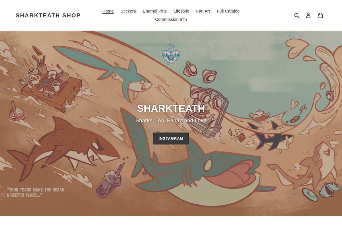 sharkteathshop.com homepage screenshot