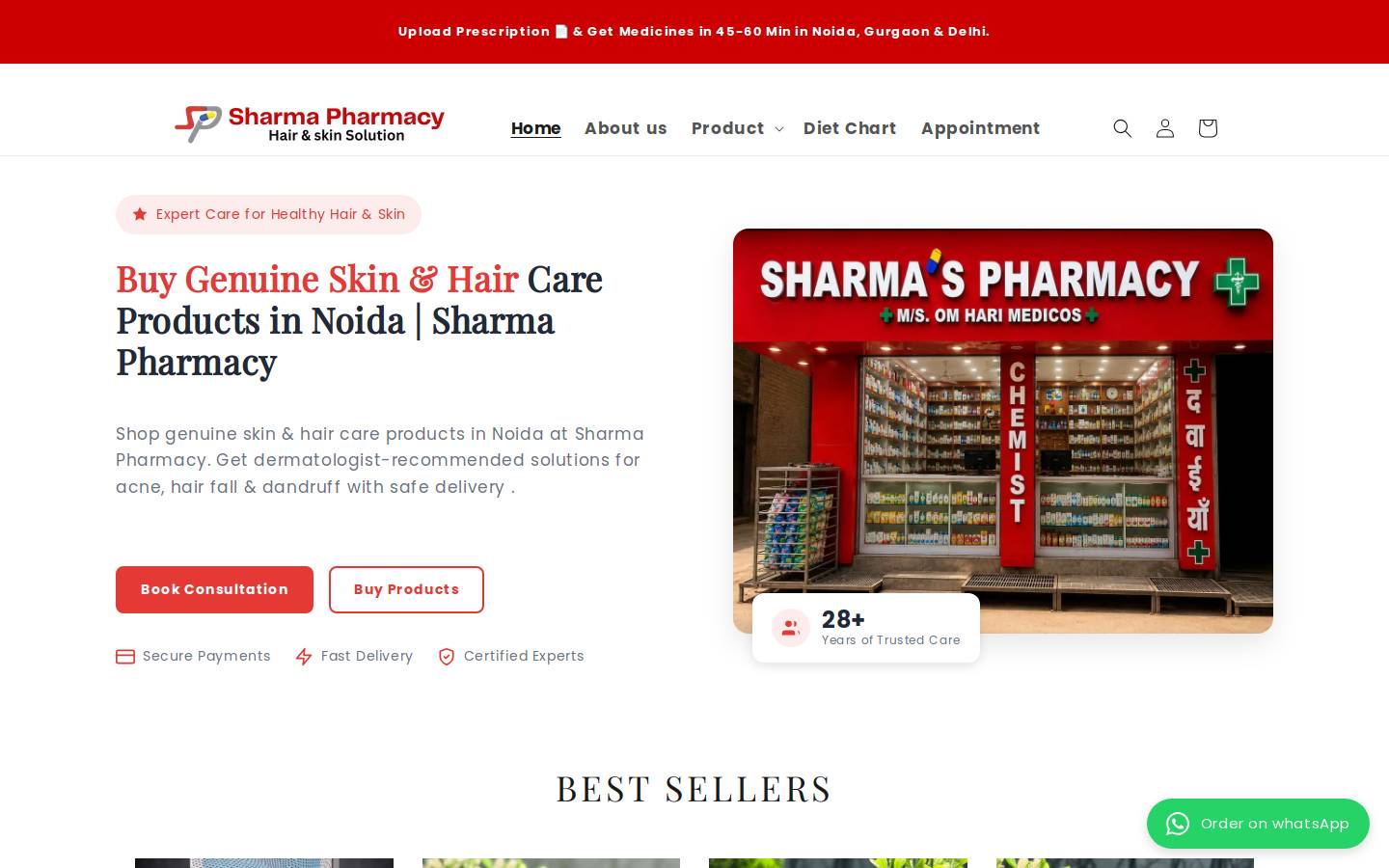sharmapharmacy.com homepage screenshot