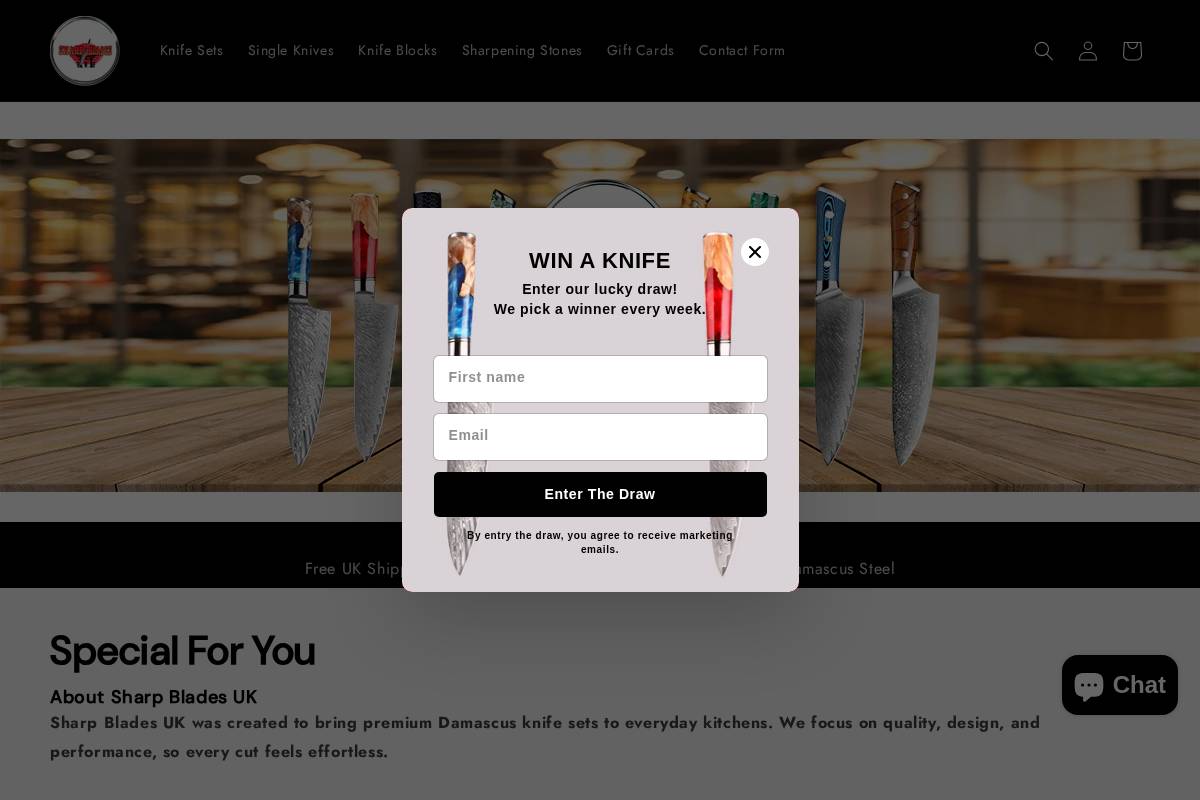sharpblades.co.uk homepage screenshot
