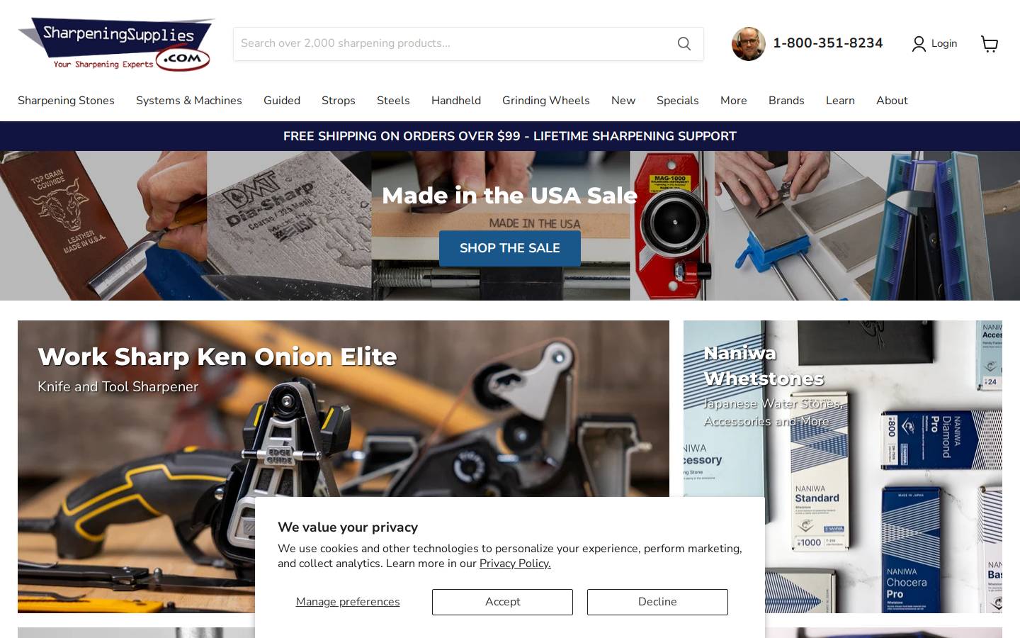 SharpeningSupplies.com homepage screenshot