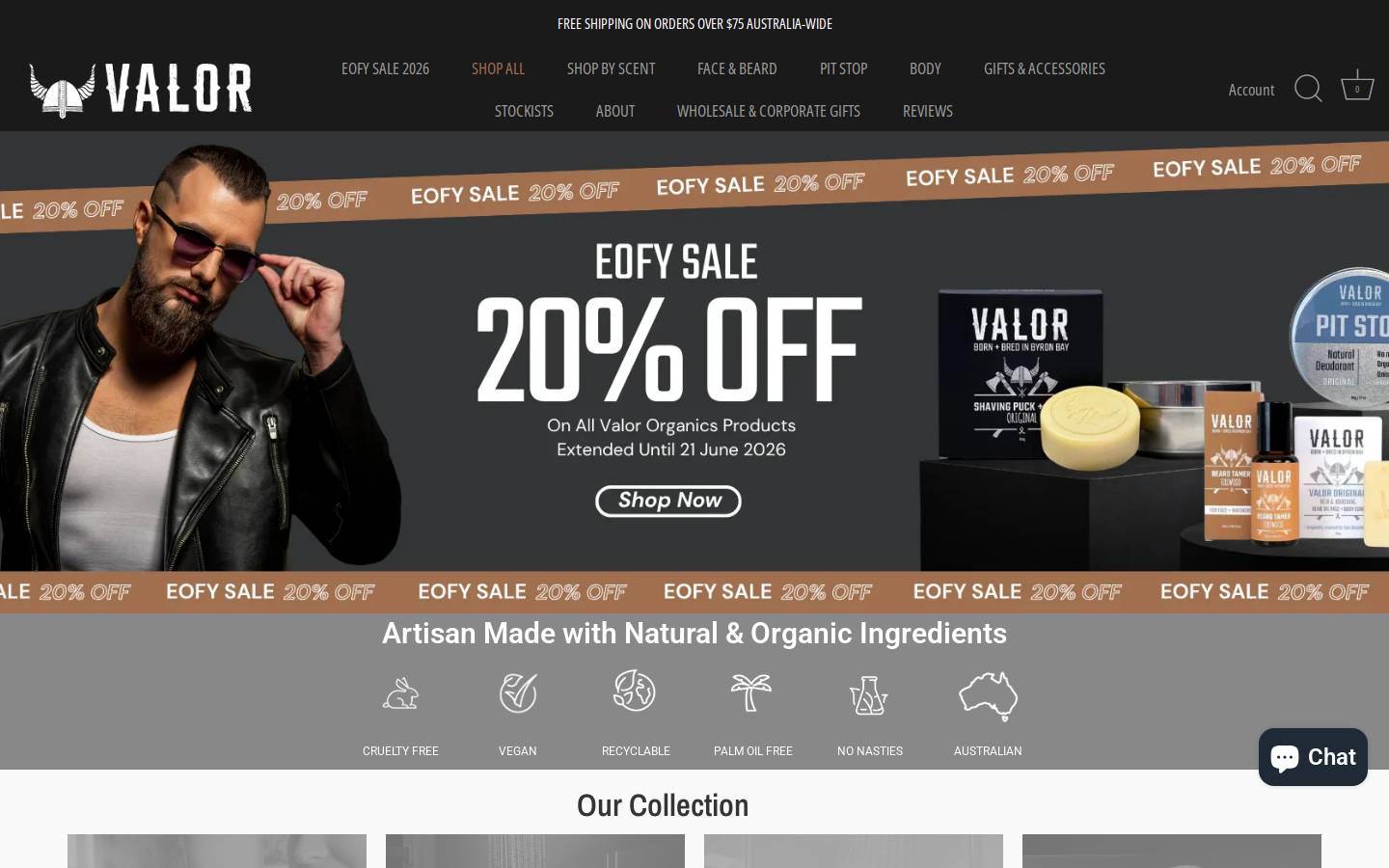 shavewithvalor.co homepage screenshot