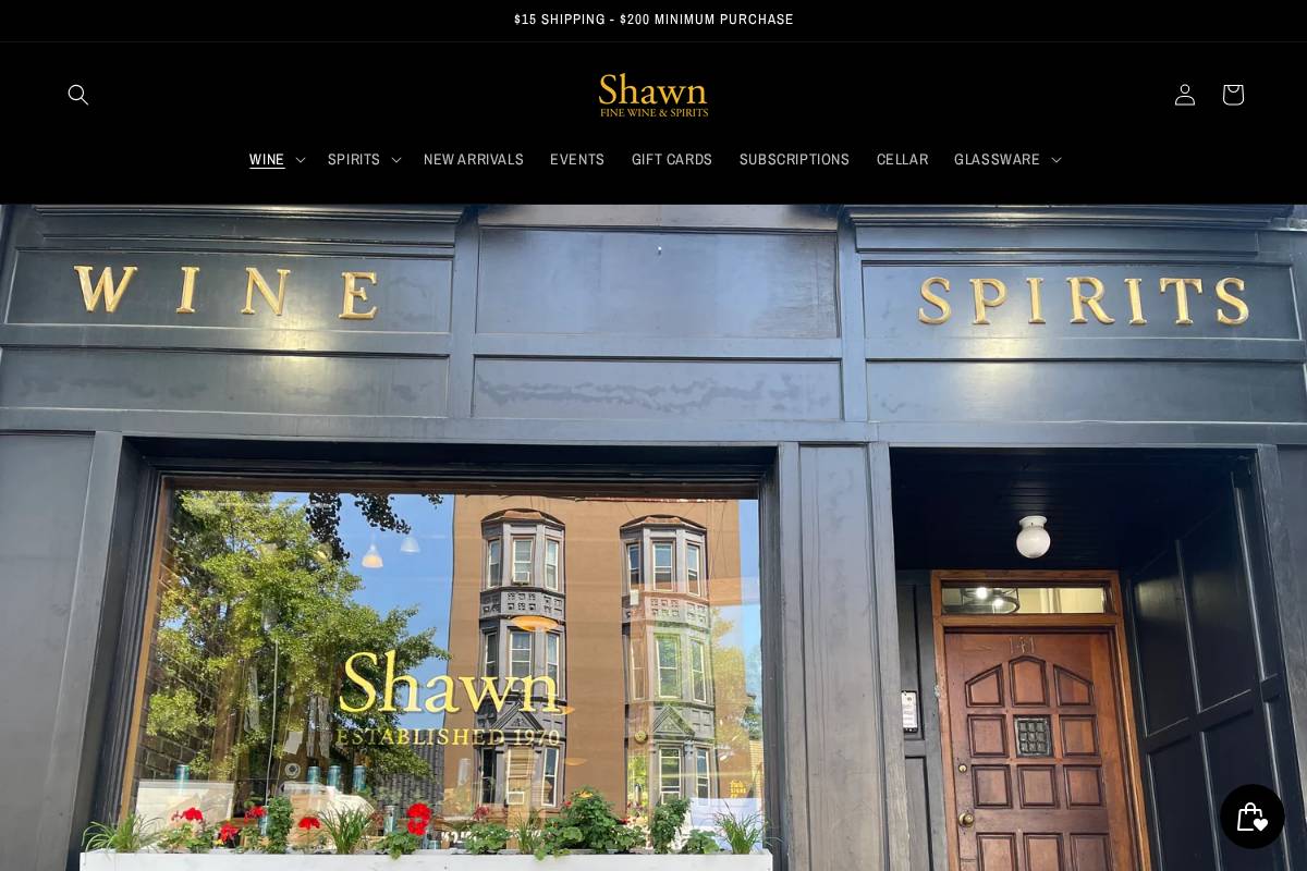 shawnfinewine.com homepage screenshot