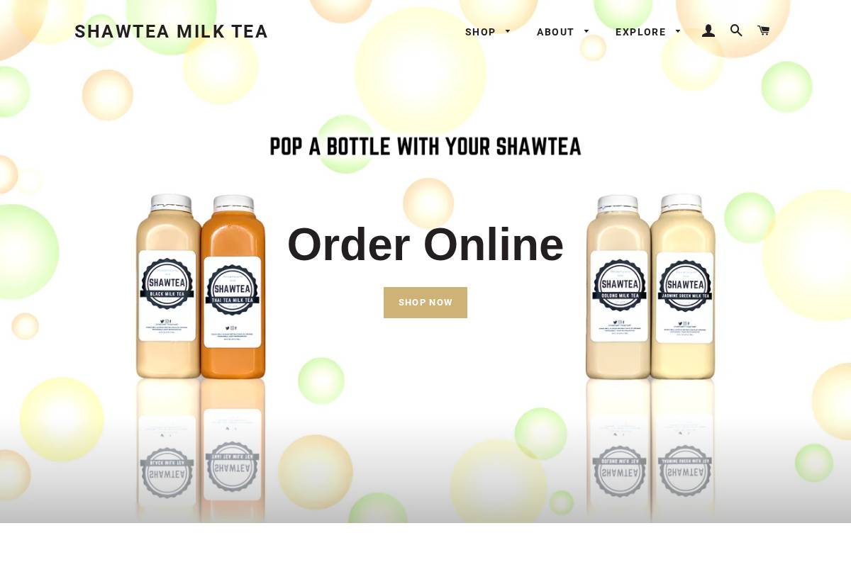 Shawtea Milk Tea homepage screenshot