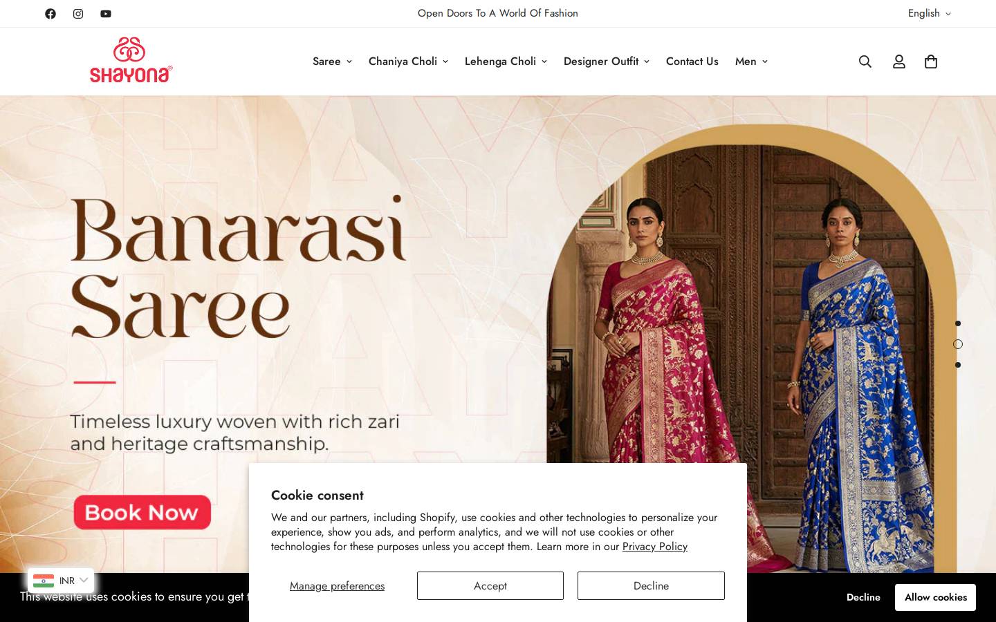 shayonastore.com homepage screenshot