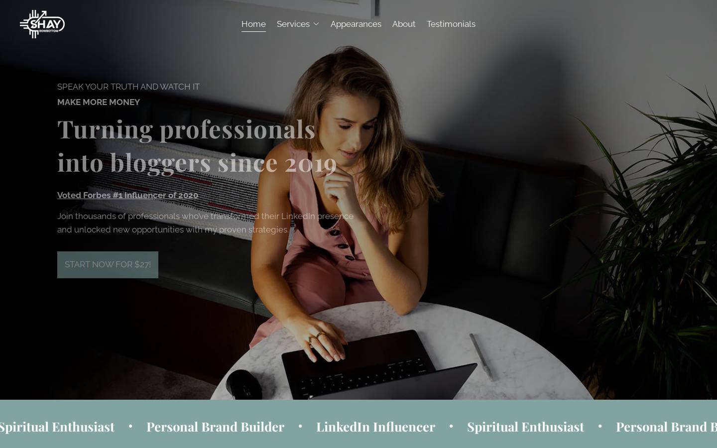 shayrowbottom.com homepage screenshot