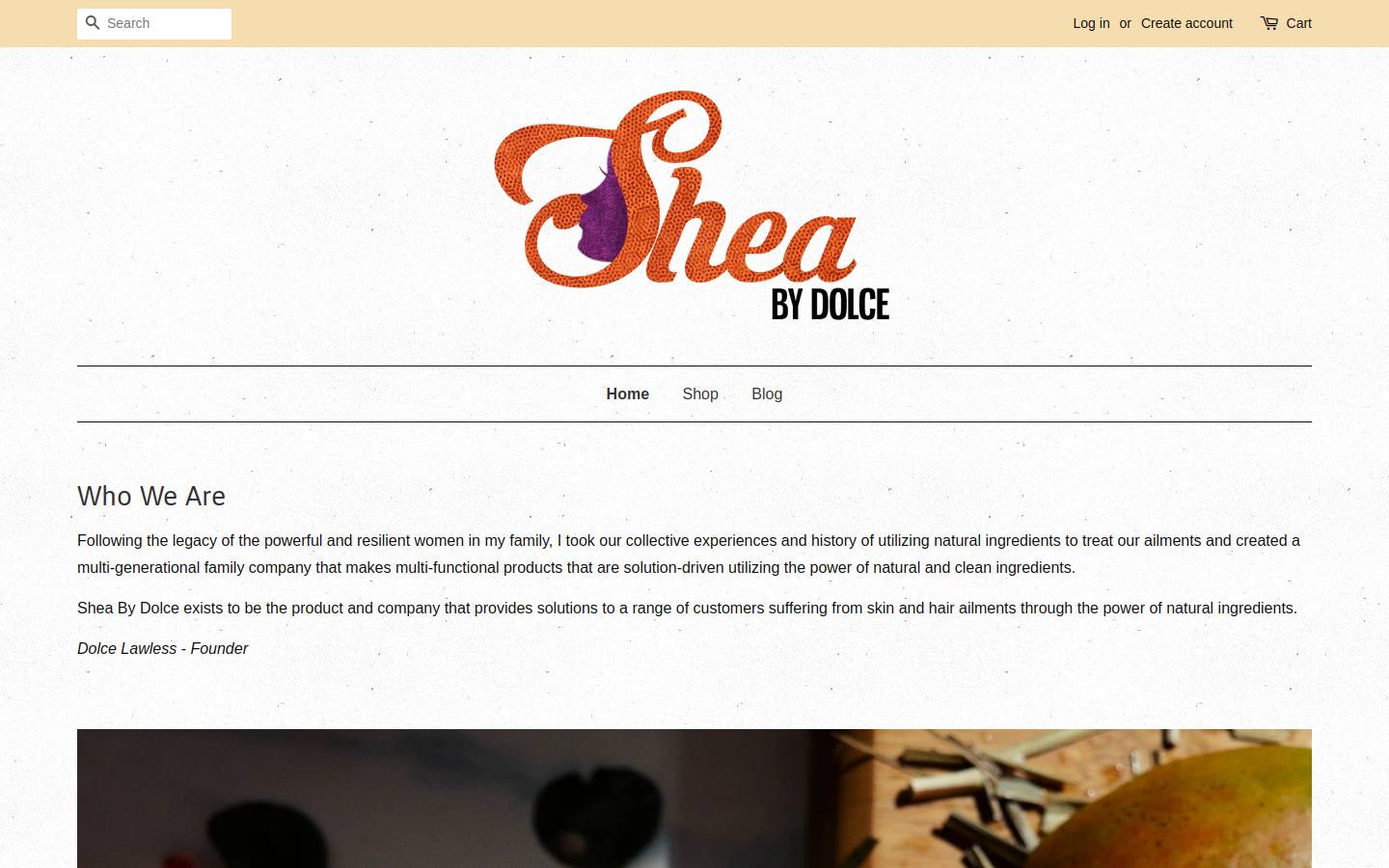 sheabydolce.com homepage screenshot