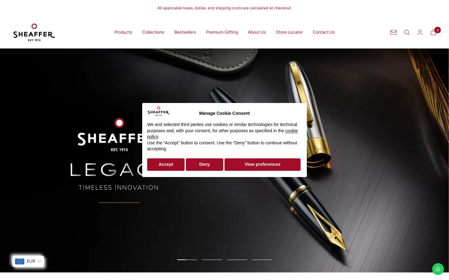 Sheaffer Pen homepage screenshot