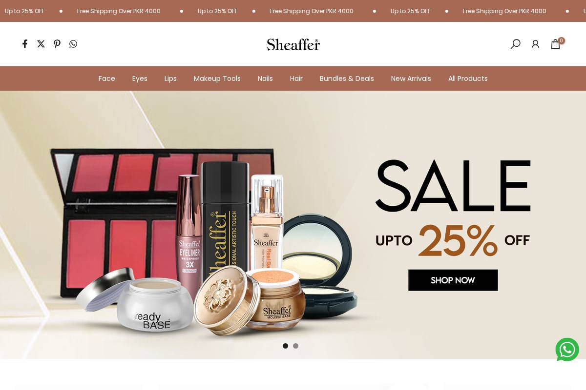 sheaffercosmetics.com homepage screenshot
