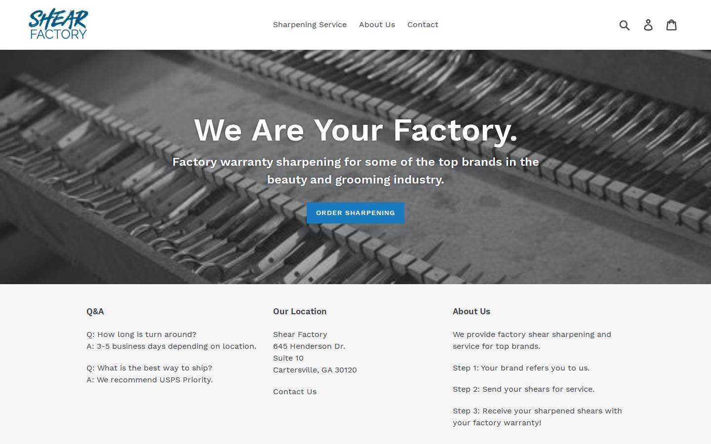shearfactory.com homepage screenshot