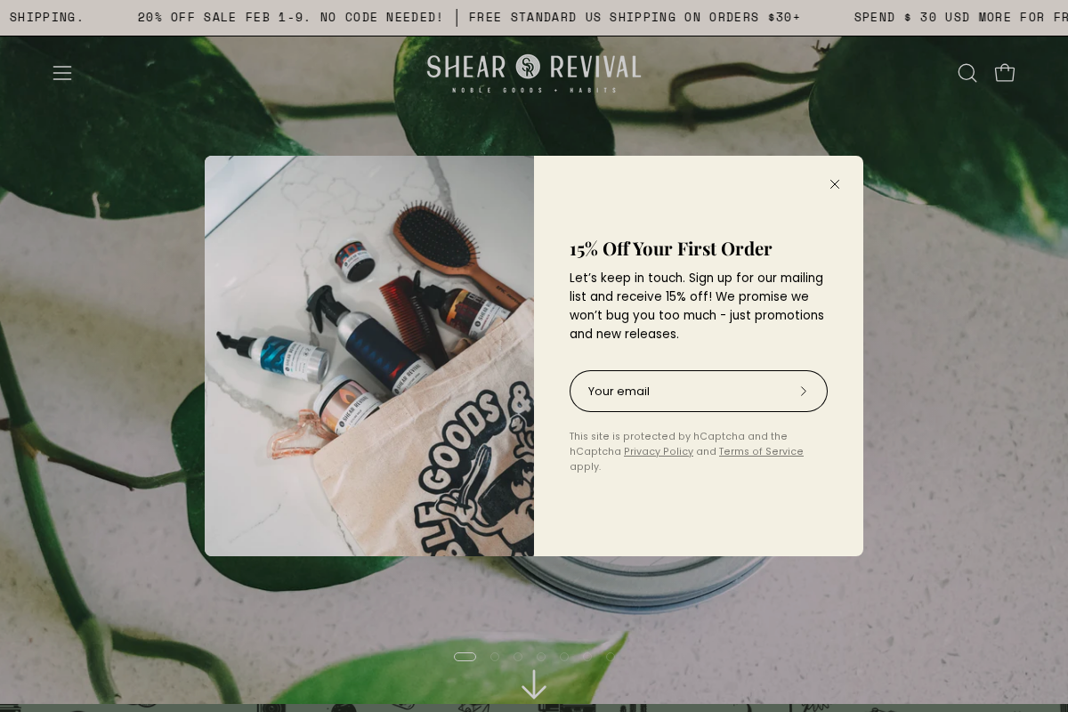 Shear Revival homepage screenshot