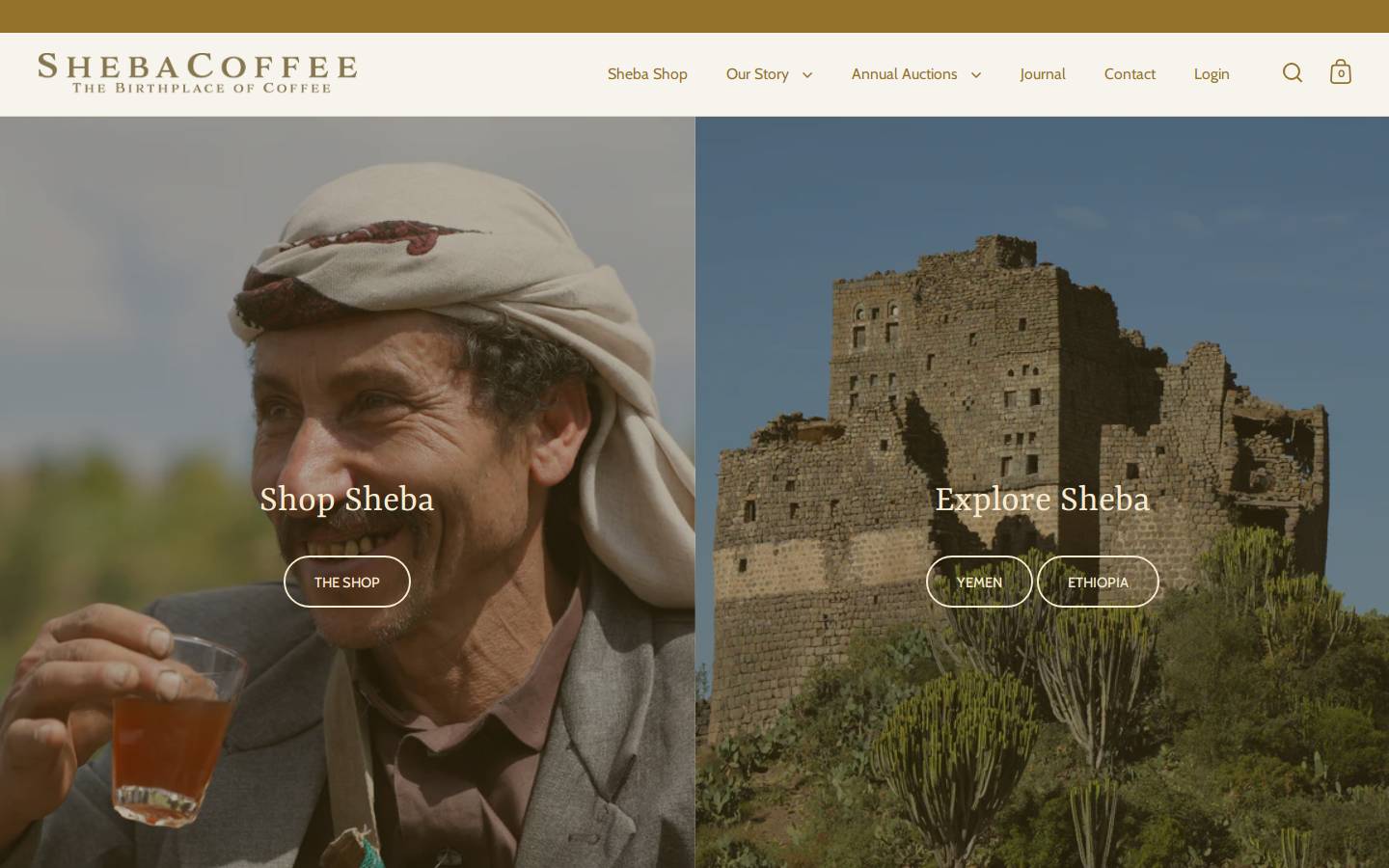 shebacoffee.com homepage screenshot