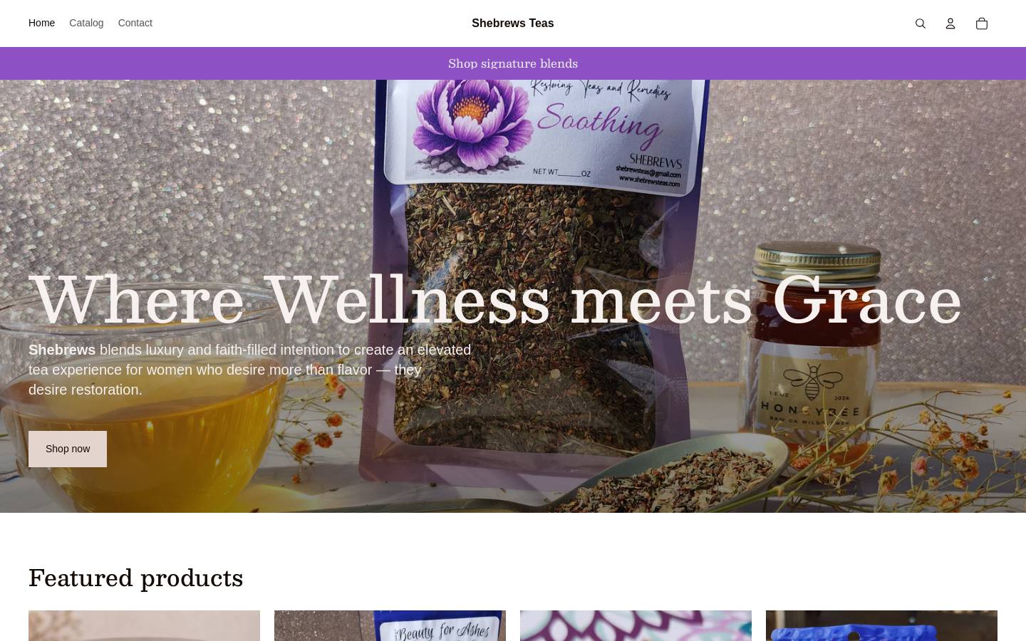shebrewsteas.com homepage screenshot