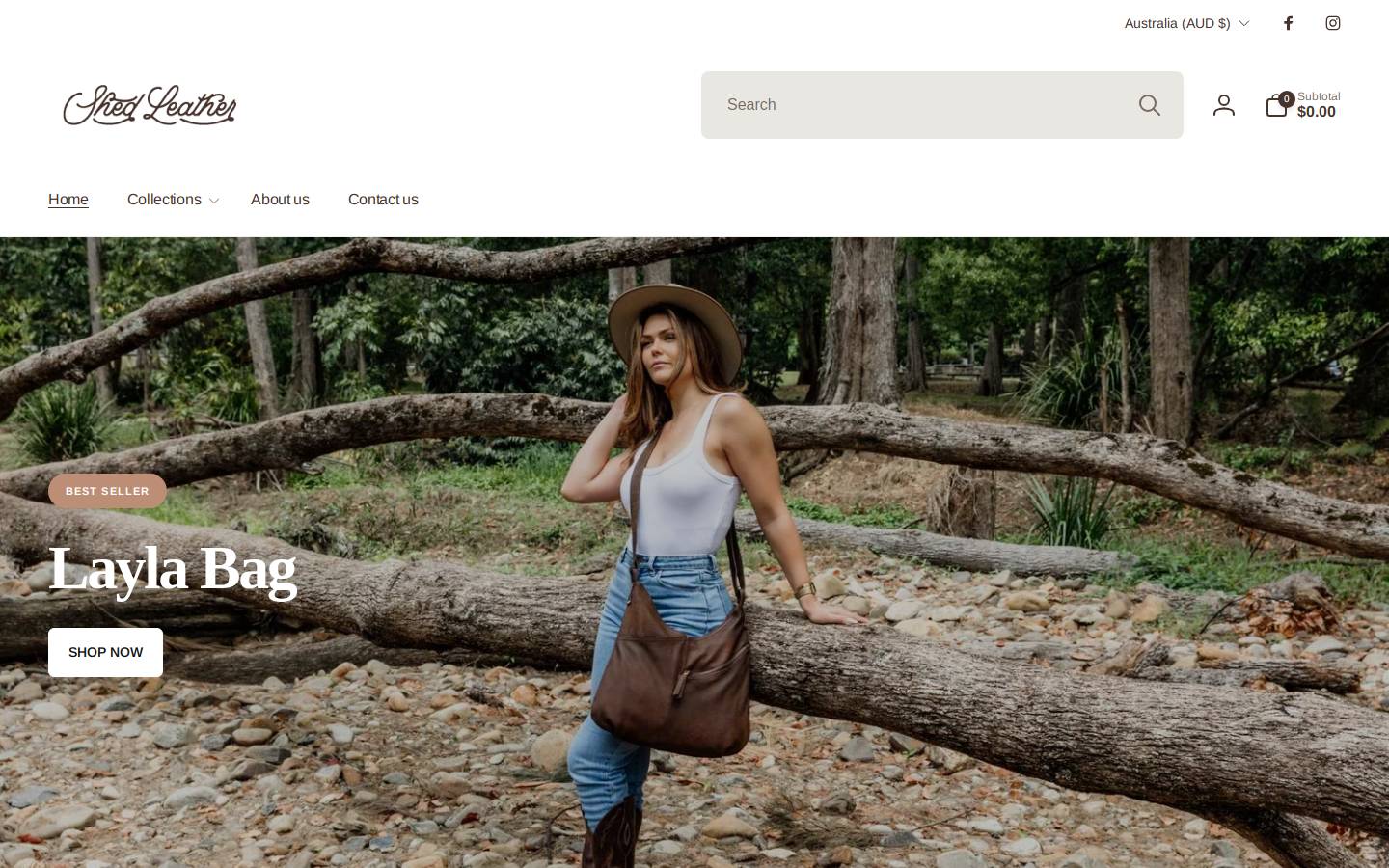 shedleather.com.au homepage screenshot