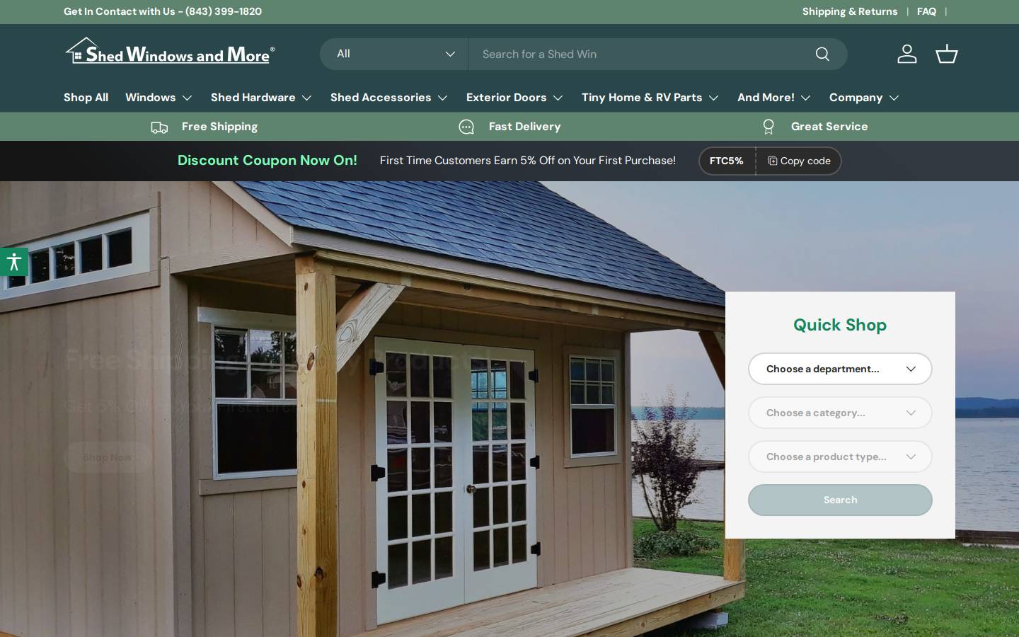 Shed Windows and More homepage screenshot